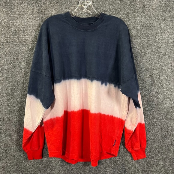 USA Patriotic Spirit Jersey LS Tie Dye Crewneck T-Shirt Oversized RWB Size S - Picture 4 of 13
